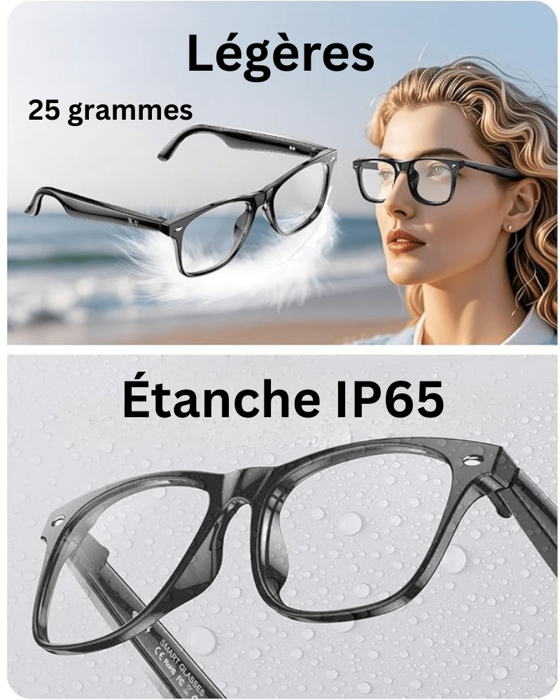Lunettes connectées 4K IA | Caméra HD mains libres, Contrôle Vocal & Appels Bluetooth - Lifetech Store