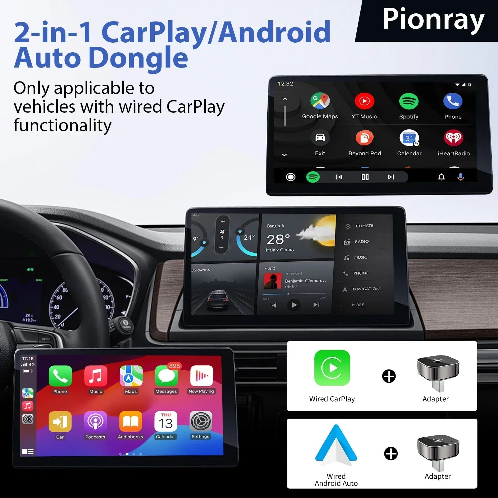 Boîte CarPlay & Android Auto Sans Fil – Compatible 99% des Voitures avec CarPlay Câblé - Lifetech Store